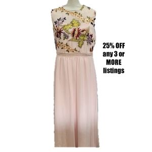 Floral Size 2X Gown Goddess Maxi Embroidered Tule Boho Sheer Chiffon Tank Dress